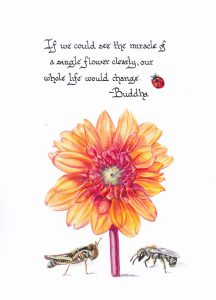 A Single Flower. Calligraphy & Gouache 4x6 Brandi Malarkey, artist. Itsallmalarkey.com