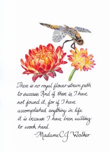 Flower-strewn Calligraphy & Gouache 4x6 Brandi Malarkey, artist. Itsallmalarkey.com