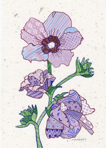 Patchwork memories. "Elizabeth". Gouache on paper. Brandi Malarkey, artist. ItsAllMalarkey.com