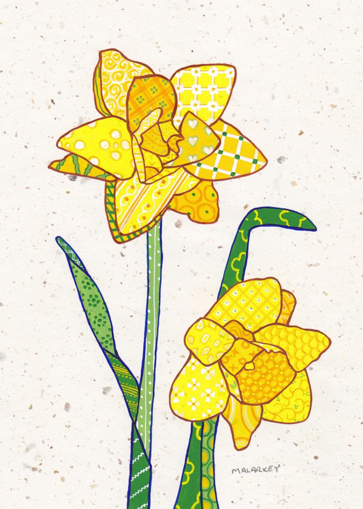 Patchwork memories. "Ramona". Gouache on paper. Brandi Malarkey, artist. ItsAllMalarkey.com