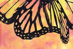 Monarch Butterfly. Polymide Resin on Watercolor. 13.35x9.25 Brandi Malarkey, artist. ItsAllMalarkey.com